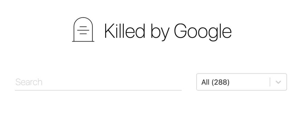Killed by Google网站列出了288个谷歌的退役项目。